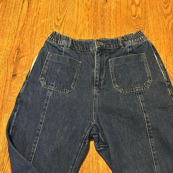 Zara blue denim front pockets size 8 harem pants jeans trendy - Picture 5 of 8